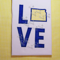 Kansas State Love Applique Embroidery Design Monogram