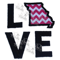 Missouri State Love Applique Embroidery Design Monogram