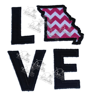 Missouri State Love Applique Embroidery Design Monogram