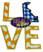 Delaware State Love Applique Embroidery Design Monogram
