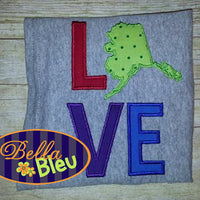 Alaska State Love Applique Embroidery Design Monogram