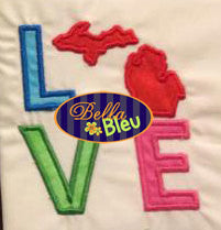 Michigan State Love Applique Embroidery Design Monogram