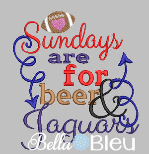 Sundays are for beer and Jaguars Football machine embroidery design