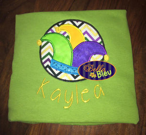 Mardi Gras Jester Hat with Circle Machine Applique Embroidery Design
