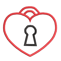 Locked heart Valentines Day Applique Embroidery Design