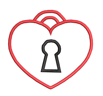 Locked heart Valentines Day Applique Embroidery Design