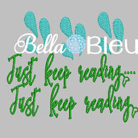 Just Keep Reading Reading pillow quote machine embroidery design with fins