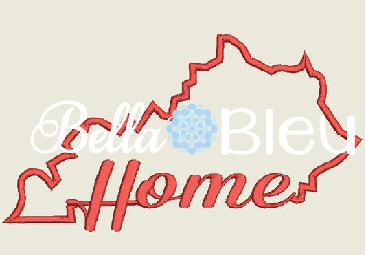 State of Kentucky with Home Signature Saying Machine Applique Embroidery Design