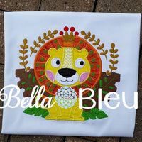 King of the Jungle Lion Monogram Applique Machine Embroidery Design