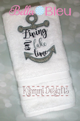 Nautical Anchor Living on Lake Time Embroidery design