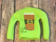 Christmas Santa Coffee Latte ITH Elf Sweater Shirt machine embroidery design