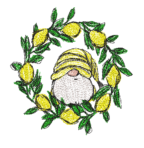 Lemon Gnome Wreath Scribble Sketchy
