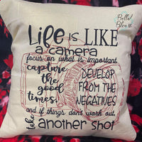 Life is like a camera decorative pillow cover