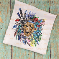 Lion Floral Scribble design