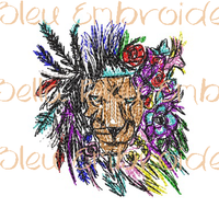 Lion Floral Scribble design