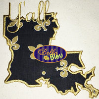 Louisiana State Applique with Y'all Signature Embroidery Design Monogram
