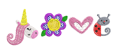 Love Unicorn Flower Ladybug Valentines Sketchy