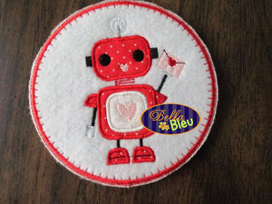 Valentine's Day Love Robot Applique embroidery design