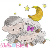 Baby Lamb Sheep Love you to the moon and back Color Blend Sketchy Embroidery