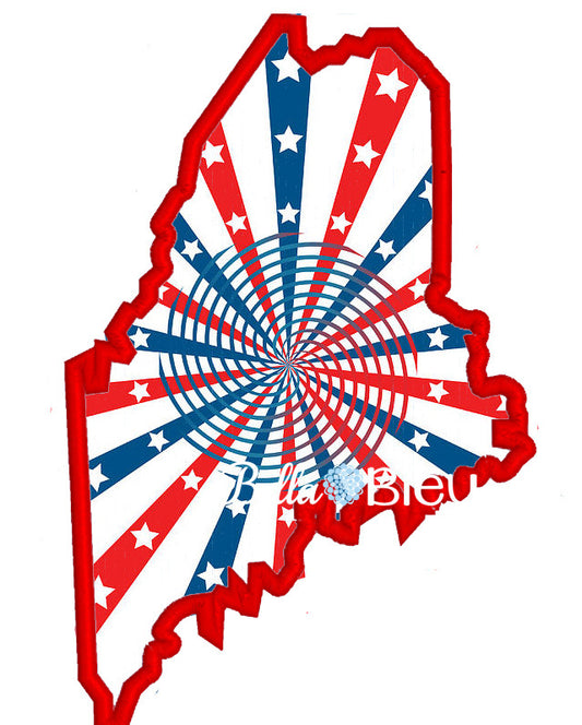 State of Maine Applique Embroidery Design Monogram