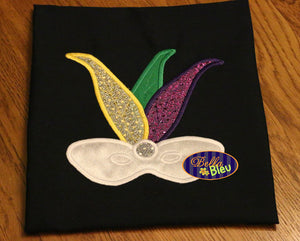 Mardi Gras Mask and Feathers Applique Embroidery Design