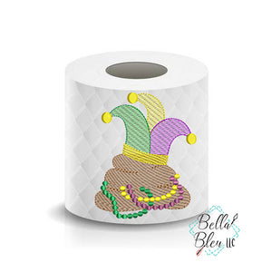 Mardi Gras Poop Toilet Paper Machine Embroidery Design sketchy