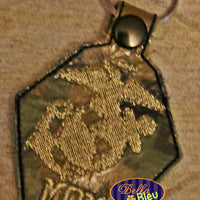 ITH in the hoop Marines Armed Forces Key Fob Luggage Tag Keychain machine embroidery