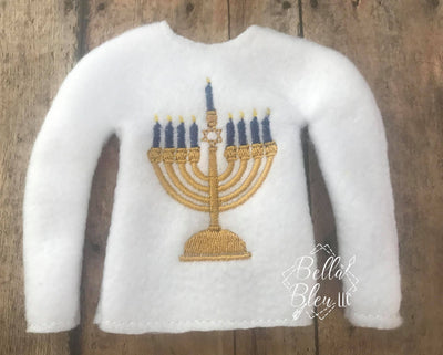 Menorah Jewish Hanukkah ITH Elf Sweater Shirt
