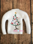 Christmas Tree Outline Elf sweater shirt in the hoop machine embroidery design