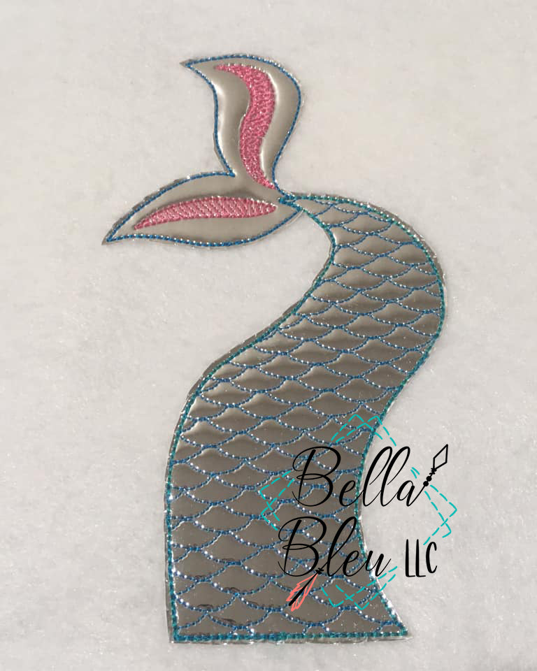 Mermaid Tail Bean stitch Applique Machine Embroidery design