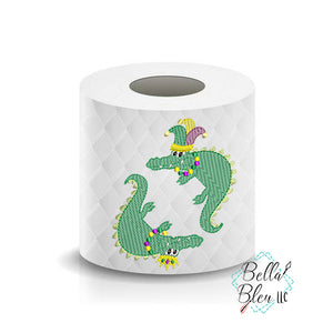 Mardi Gras Crocodile Toilet Paper Saying Machine Embroidery Design sketchy