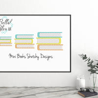 BTS Back To School Mini stack of Books Sketchy Machine Embroidery Design