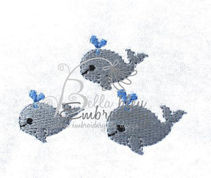 Nautical Mini Whales filled add on designs machine embroidery