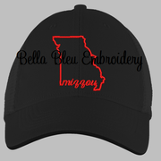 State of Missouri with Signature Mizzou baseball hat cap machine embroidery design