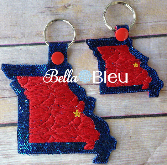 ITH in the hoop Cardinals Missouri State Key Luggage Tag Fob Keychain machine embroidery