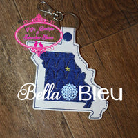ITH in the hoop Arch Missouri State Key Luggage Tag Fob Keychain machine embroidery