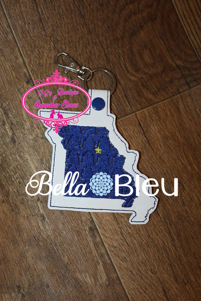 ITH in the hoop Arch Missouri State Key Luggage Tag Fob Keychain machine embroidery