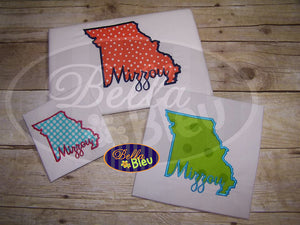 Missouri State Applique with Mizzou Signature Embroidery Design Monogram