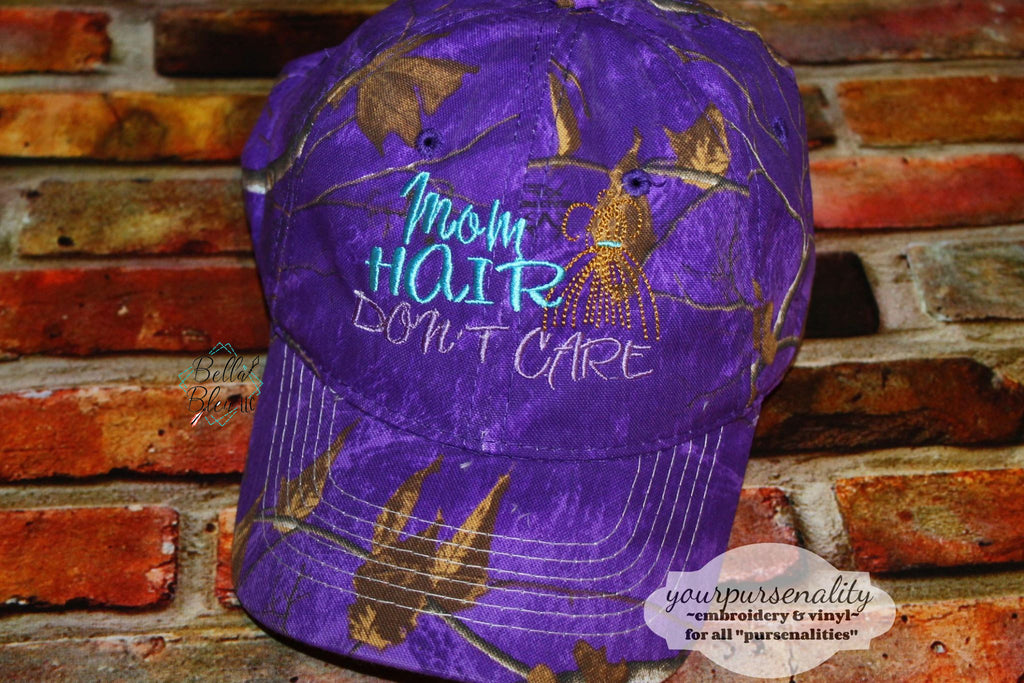 Mom Hair don't Care with Ponytail Baseball Cap Hat Machine embroidery design