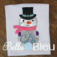 Monogram Christmas Embroidery Design, Monogram Snowman Applique Design, Christmas Machine Applique Embroidery Design