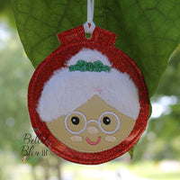ITH Christmas Ornament Mrs. Claus Machine Applique Embroidery