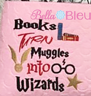Inspired Harry Potter Reading Pillow Books turn Muggles into Wizards Machine Embroidery Design