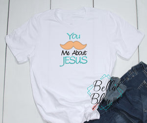 You Mustache Me About Jesus Saying Applique Machine Embroidery design
