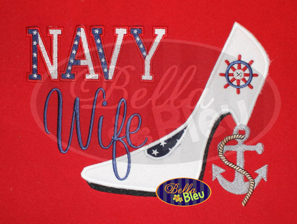 Sexy Armed Forces Navy Stiletto Heels Applique Embroidery Designs Design