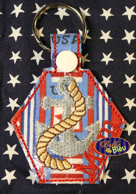 ITH in the hoop Navy Armed Forces Key Fob Luggage Tag Keychain machine embroidery