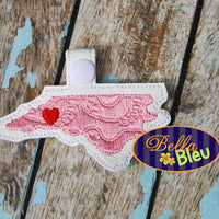 ITH in the hoop filled North Carolina State Key Luggage Tag Fob Keychain machine embroidery