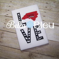 North Carolina State Applique Love Embroidery Design Monogram
