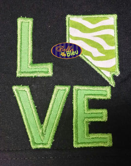 Nevada State Love Applique Embroidery Design Monogram