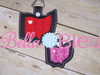 Ohio State Filled key chain key fob machine embroidery in the hoop design