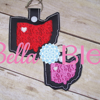 Ohio State Filled key chain key fob machine embroidery in the hoop design
